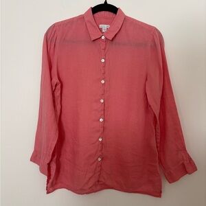 J. Jill Love Linen Coral Long Sleeve Button Down Shirt Women’s S Petite